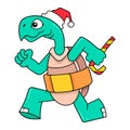 Turtle celebrates new year party with gusto, doodle icon image kawaii Royalty Free Stock Photo