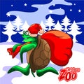 Turtle Claus Christmas Card, Christmas Zoo