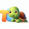 turtle clipart and letter T