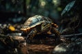 Turtle close up in tropical forest. Generative AI