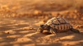 Turtle in the desert with sunny weather Royalty Free Stock Photo