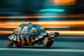 A turtle that fast runs in blur background .generative AI