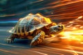 A turtle that fast runs in blur background .generative AI Royalty Free Stock Photo