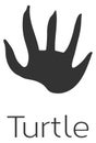 Turtle footprint icon. Exotic animal black logo