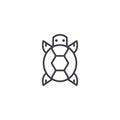 Turtle front view vector line icon, sign, illustration on background, editable strokes