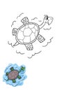 Turtle funny vector colring image Royalty Free Stock Photo