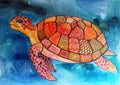 Turtle with geometric patterns Royalty Free Stock Photo