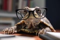 turtle in glasses slow office worker Generative AI
