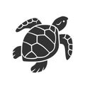 Turtle glyph icon. Slow moving reptile with scaly shell. Underwater aquatic animal. Swimming ocean creature Royalty Free Stock Photo