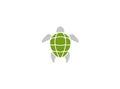 Turtle with green shell swimming for logo design illustration