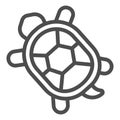 Turtle with hard shell line icon, domestic animals concept, tortoise sign on white background, Turtle icon in outline