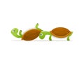 Turtle helps the upside down turtle. Isolated Vector Illustration