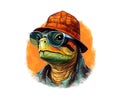 Turtle in a Hipster Hat and with glasses. Vector illustration design