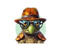 Turtle in a Hipster Hat and with glasses. Vector illustration design