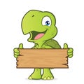 Turtle holding a plank of wood Royalty Free Stock Photo