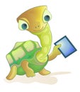 Turtle holding tablet pc Royalty Free Stock Photo