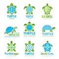 Turtle logo. Ocean wild animal stylized symbols tattoo designs vector turtle business identity