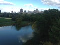 Turtle Pond in the Fall in front of Belvedere Castle in Central Park, Manhattan. Royalty Free Stock Photo