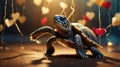 Adorable Baby Turtle Walking Towards Hearts Royalty Free Stock Photo