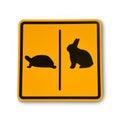 Turtle and rabbit sign isolated on a white background Royalty Free Stock Photo