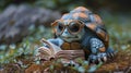 Turtle Reading a Book Royalty Free Stock Photo