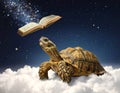 Turtle Reading in the Clouds Royalty Free Stock Photo