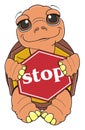 Turtle with red sign stop