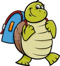 Turtle with satchel cartoon illustration