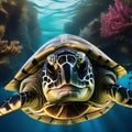 A turtle in a scuba diving suit, exploring the depths of the ocean4