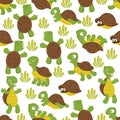 Turtle seamless pattern. Wild cute tortoise print texture for kids textile