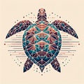 Turtle shapes rendered with geometric patterns and lines blendin Royalty Free Stock Photo