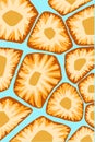 Turtle shell pattern on a blue background. Pineaple slice Royalty Free Stock Photo