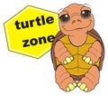 Turtle with sign turtle zone Royalty Free Stock Photo