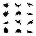 Turtle Silhouette Vector Animals Icons Royalty Free Stock Photo
