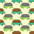 Turtle on skateboard pattern seamless. tortoise vector background