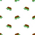 Turtle on skateboard pattern seamless. tortoise vector background