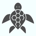 Turtle solid icon. Ocean or sea kareta tortoise illustration isolated on white. Marine turtle-shell animal glyph style Royalty Free Stock Photo