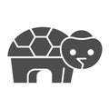 Turtle solid icon. Simple silhouette of standing tortoise, sea habitat. Animals vector design concept, glyph style