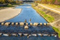 Turtle stepping stones of kamo river, kyoto, japan