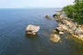 Turtle stone on Lake Baikal near the village of Turka. Royalty Free Stock Photo