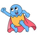 The turtle superhero beast flies to space. doodle icon image kawaii