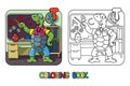 Turtle teacher ABC coloring book. Alphabet T