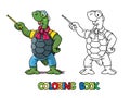 Turtle teacher ABC coloring book. Alphabet T