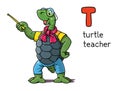Turtle teacher. Animals profession ABC. Alphabet T