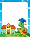 Turtle teacher theme frame 1 Royalty Free Stock Photo