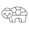 Turtle thin line icon. Simple silhouette of standing tortoise, sea habitat. Animals vector design concept, outline style