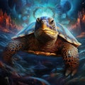 Turtle top view Made With Generative AI illustration