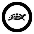 Turtle tortoise icon black color illustration in circle round