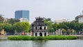 The Turtle Tower On Hoan Kiem Lake In Central Of Hanoi City, Vietnam. Royalty Free Stock Photo