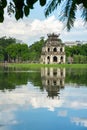 Turtle Tower Thap Rua in Hoan Kiem lake Sword lake, Ho Guom in Hanoi, Vietnam.